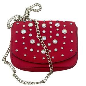 Juicy Couture bag red leather rhinestone bling shoulder pocketbook New Chritmas